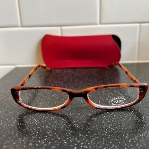 Andrea Jovine Tortoise Shell Reading Glasses with Red Case +3.00